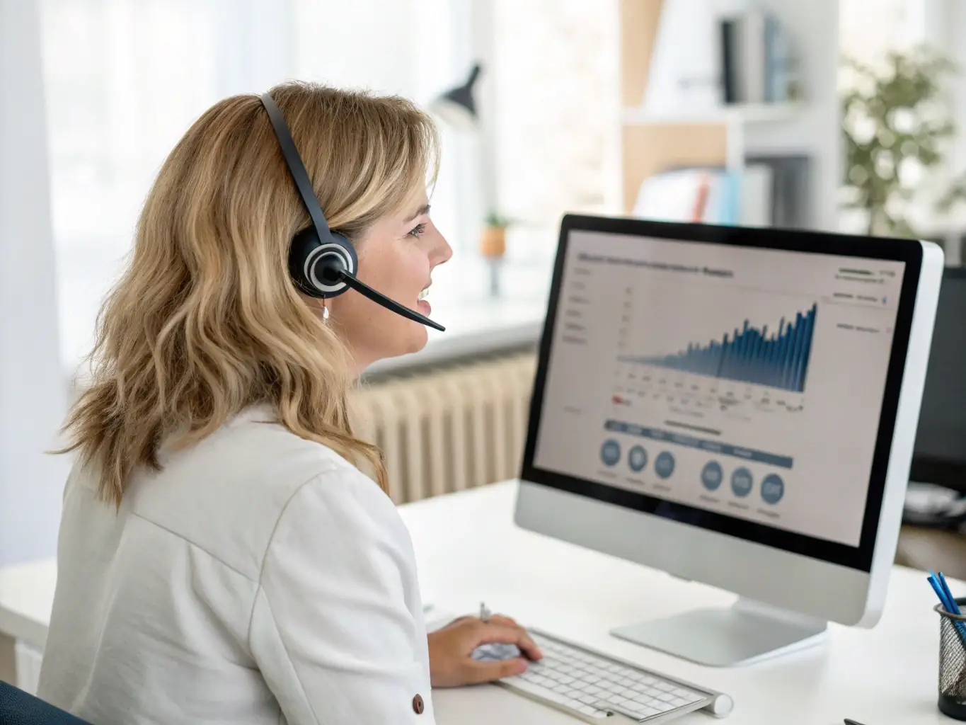 A customer service representative assisting a Garwwko.online cardholder over the phone, emphasizing the company's commitment to excellent customer support.