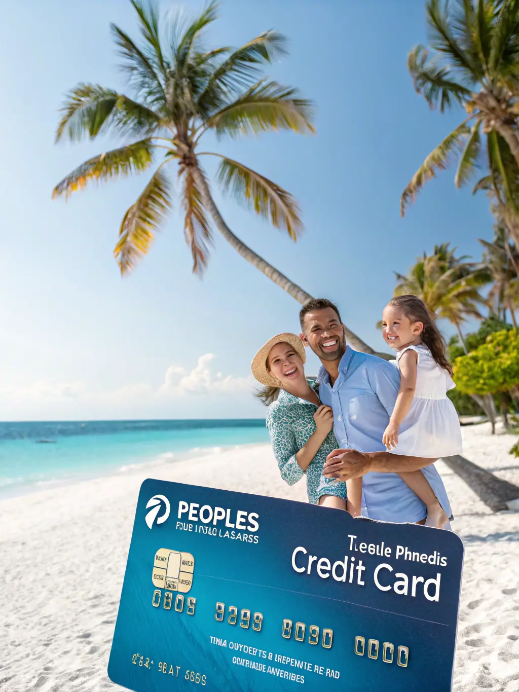A vibrant image of a family enjoying a vacation, with a subtle display of the Garwwko.online credit card being used for travel expenses.