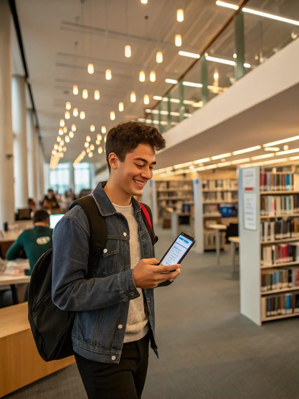 A clean, minimalist image of the Garwwko.online Student Card, featuring a young adult using the card at a university library. The background is bright and modern, reflecting the student lifestyle.
